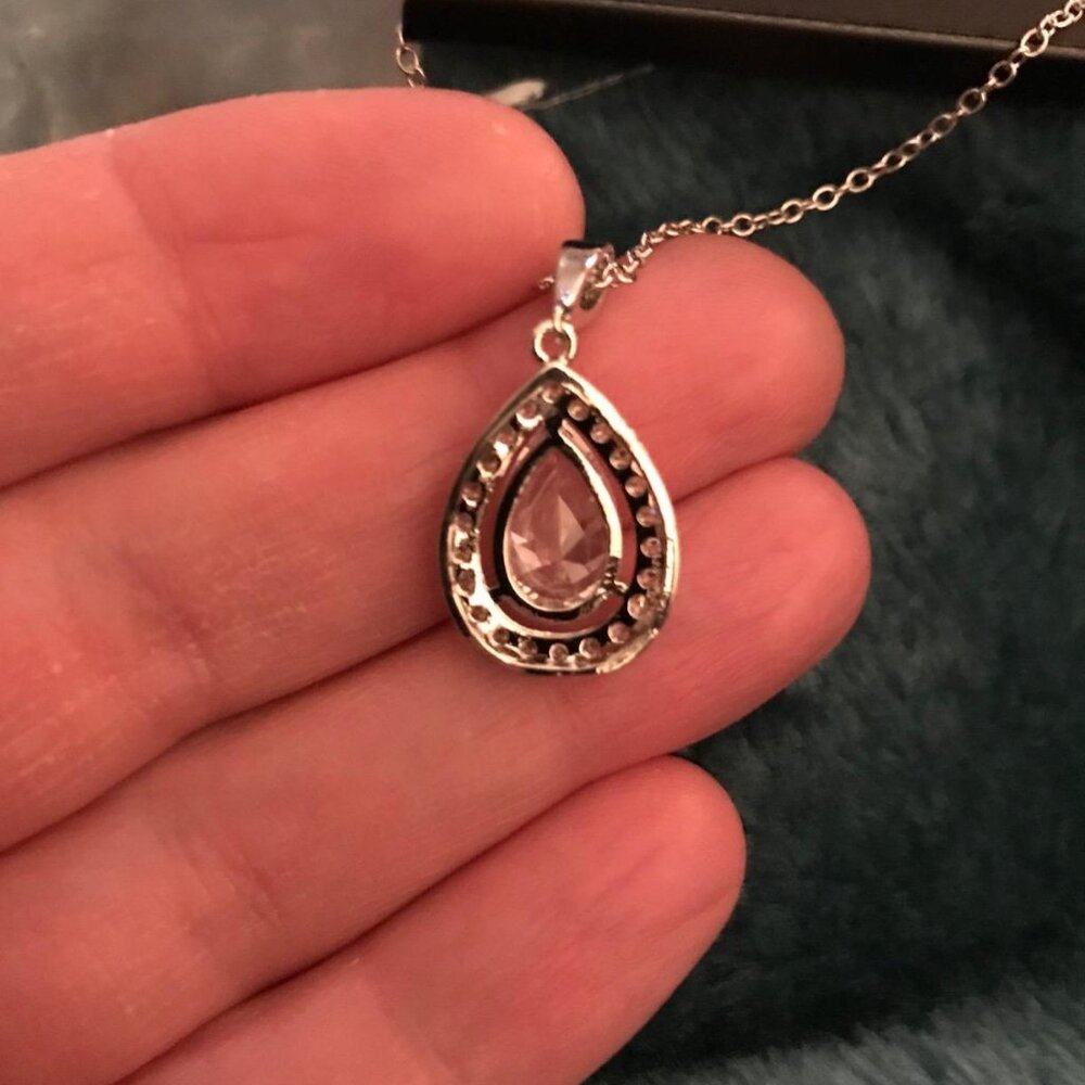 Mariell Teardrop Celebration Crystal Bridal Necklace - Picture 3 of 4